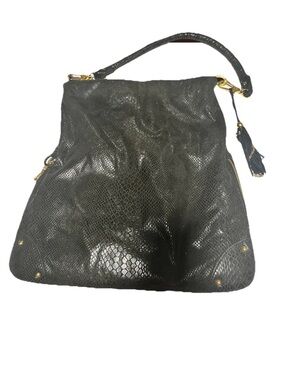 Black Leather Snake-Texture Shoulder Bag with Tassel - Women
Brand JM
